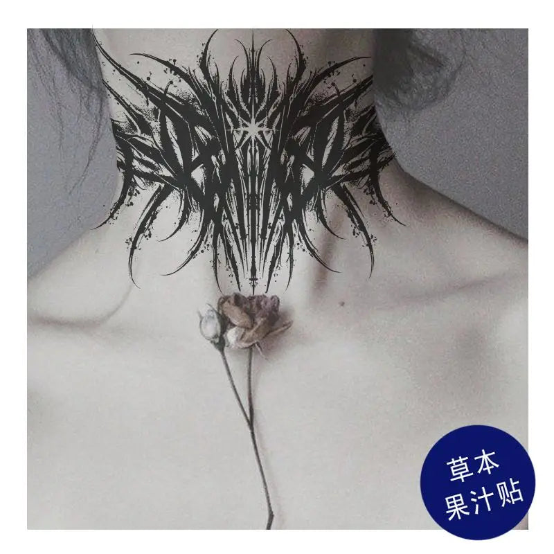 Herbal Juice Lasting Tattoo Stickers for Man Woman Neck Punk Temporary Tattoo Thistles Thorns Fake Tattoo Goth Waterproof Tattoo