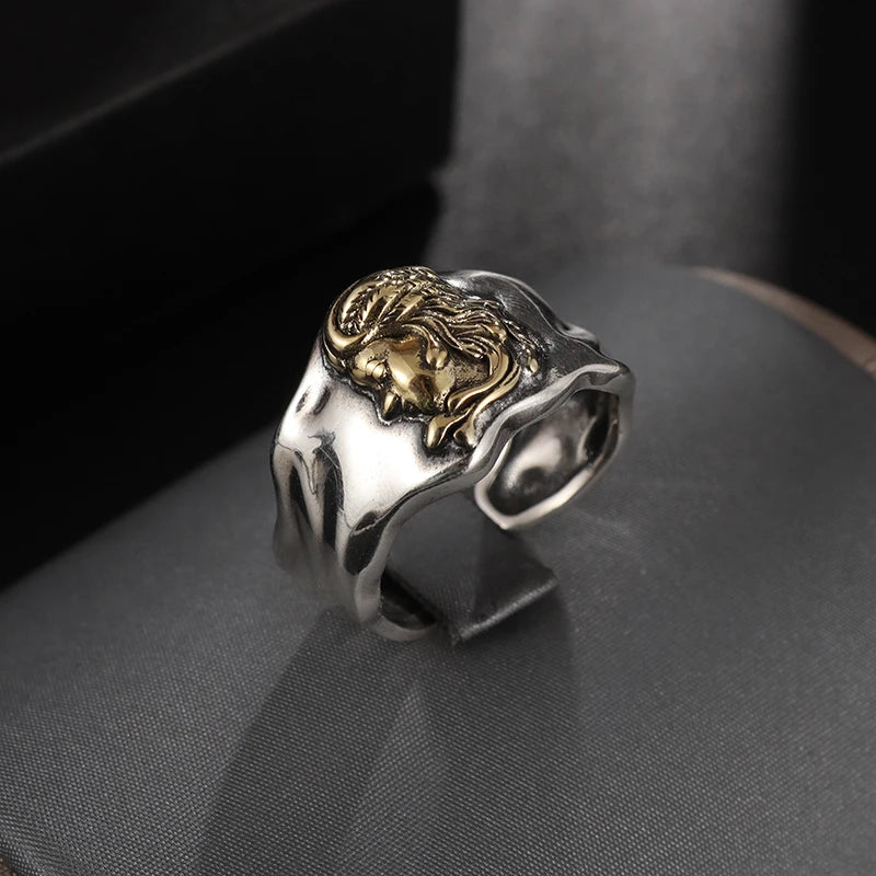 Punk Excalibur Open Ring Vintage Medieval Templar Shield Ring Men's Domineering Cool Trend Jewelry Gift