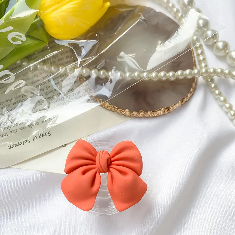 Cute Colorful Bowknot Phone Grip Expandable Desktop Stand Macaron Resin Butterfly Knot Foldable Holder Mobile Accessory