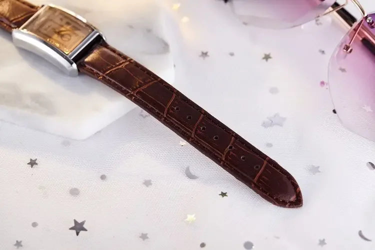 Couple Quartz Watch Luxury Rectangle Dial Women Men Leather Band Watches Luxury Gift Casual Wristwatch Relojes Para Mujer