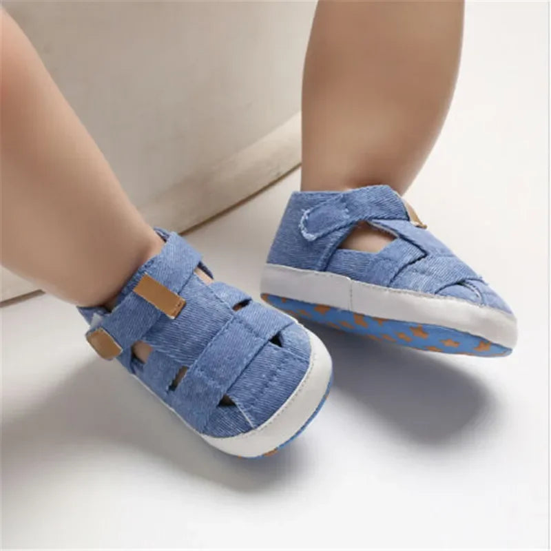 0-24montsh Infant Boys Canvas Shoes Moccasins Child Sandals Boys Summer Sandals Sneakers For Baby Boys Solid Black Sandals