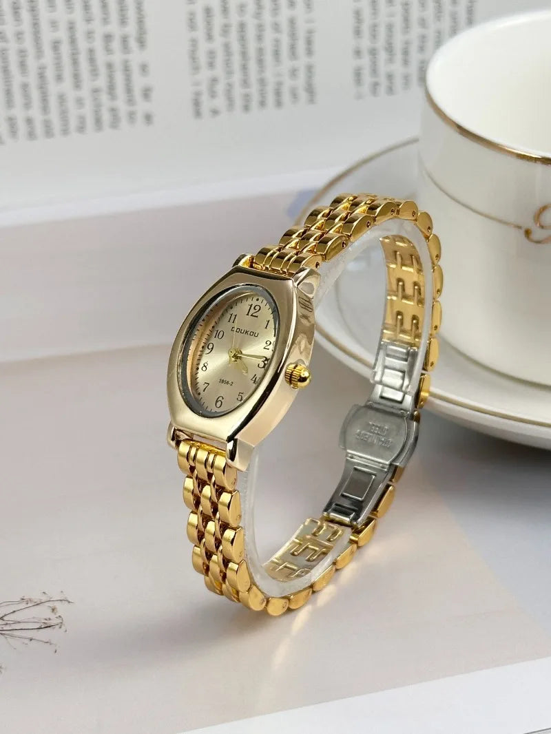 Brand Oval Watches for Women Ladies Gold Steel Strap Quartz Watch Simple and Fashionable Quartz Wristwatches Dropshipping