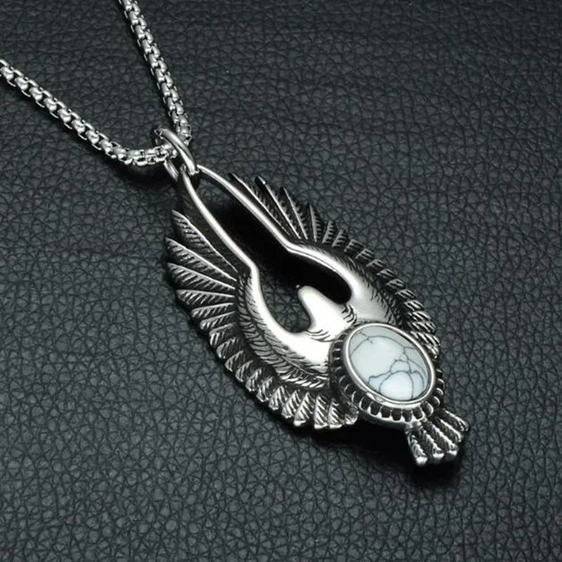 Retro Punk Style Ancient Egypt Isis Wings Horus Eagle Pendant Men's and Women's Fashion Necklace