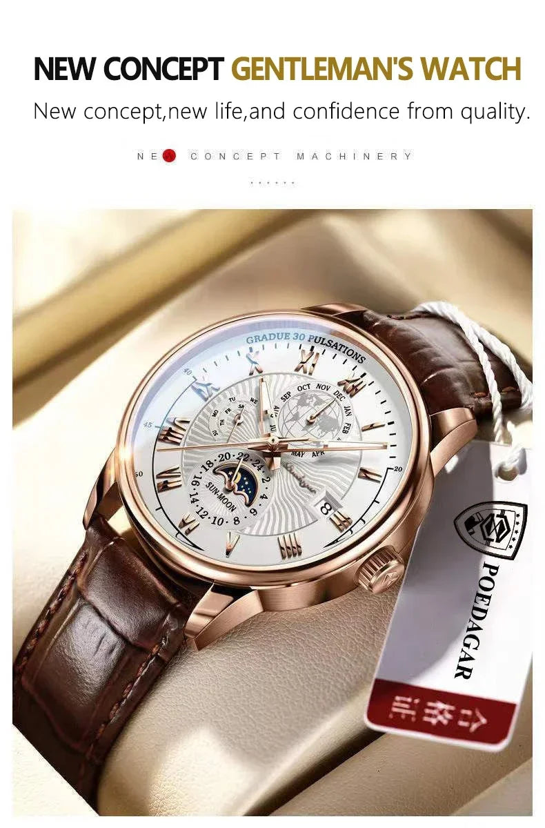 Men's Watch New Fashion Leather Waterproof Luminous Top Brand Luxury Mens Quartz Wristwatch Men Sport Casual Watches