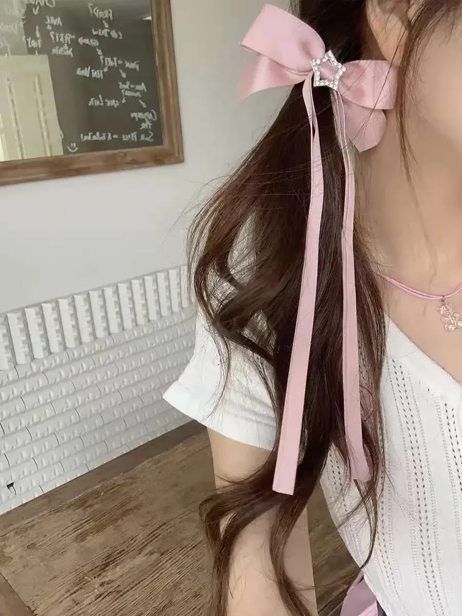1/2pcs Star Bowknot Hair Clips for Girls Kawii Barrettes Cute Hair Accessoires Kids Colored Ribbon Woman Hairpins Hairgrip Gifts