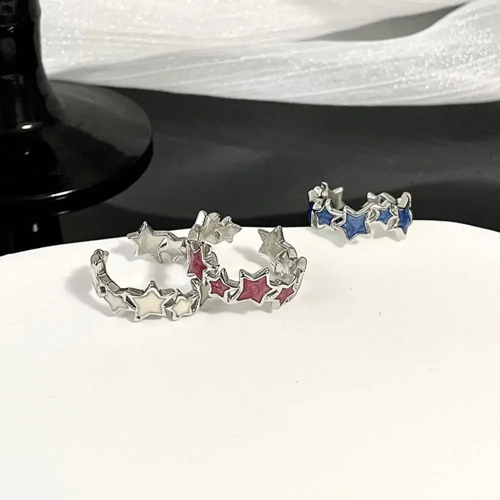 Korean Irregular Star Personalized Rings for Women Geometric Kpop Finger Buckle Jewelry Accessories Y2K Open Ring Christmas Gift