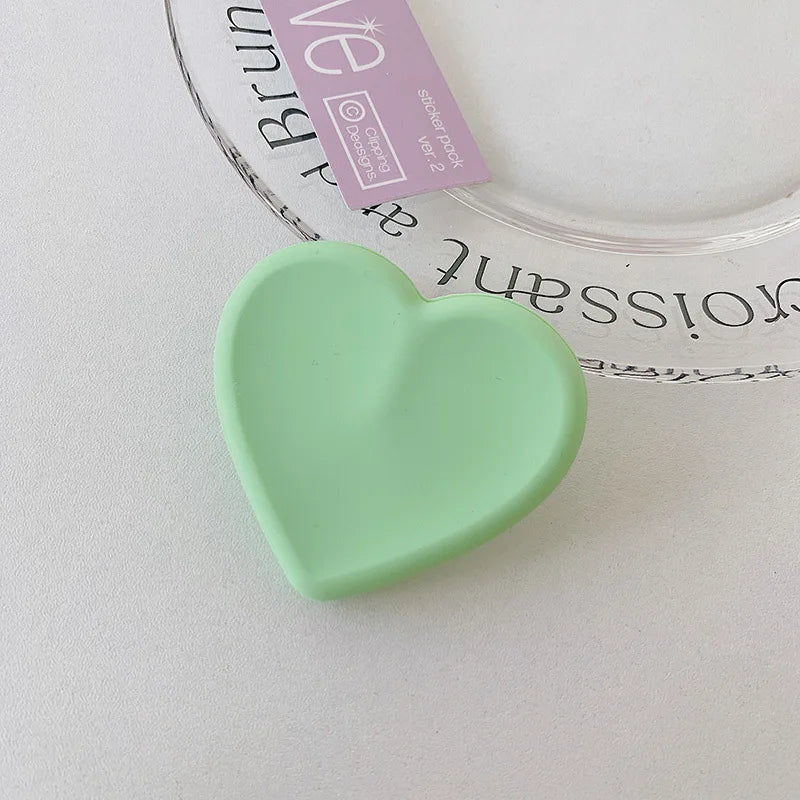 Silicone Heart-Shaped Round Phone Grip Stand Holder Pocket Socket Griptok Foldable Finger Ring Phone Stand For Iph Mobile Phone