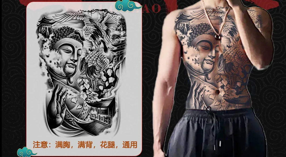 Angel Wings God Tattoo Stickers Realistic Juice Ink Semi Permanent Full Back Body Tattoo Temporary Lasting 2 Weeks Men Adult