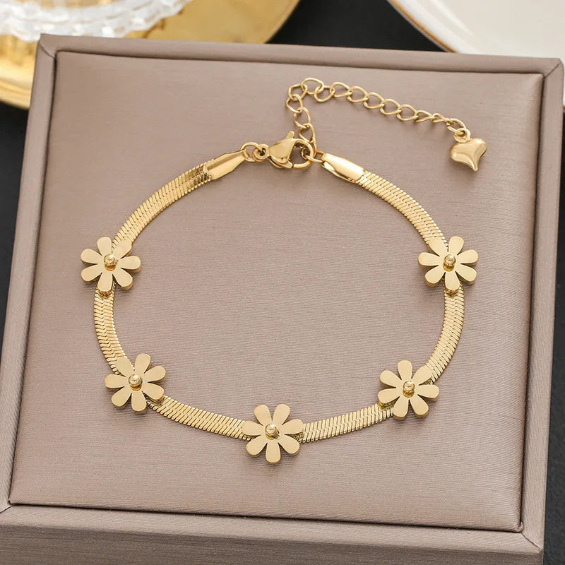 316 Stainless Steel Butterfly Heart Belt Twist Multilayer Chain Bracelet For Women Jewelry Party Gifts Bijoux Pulsera