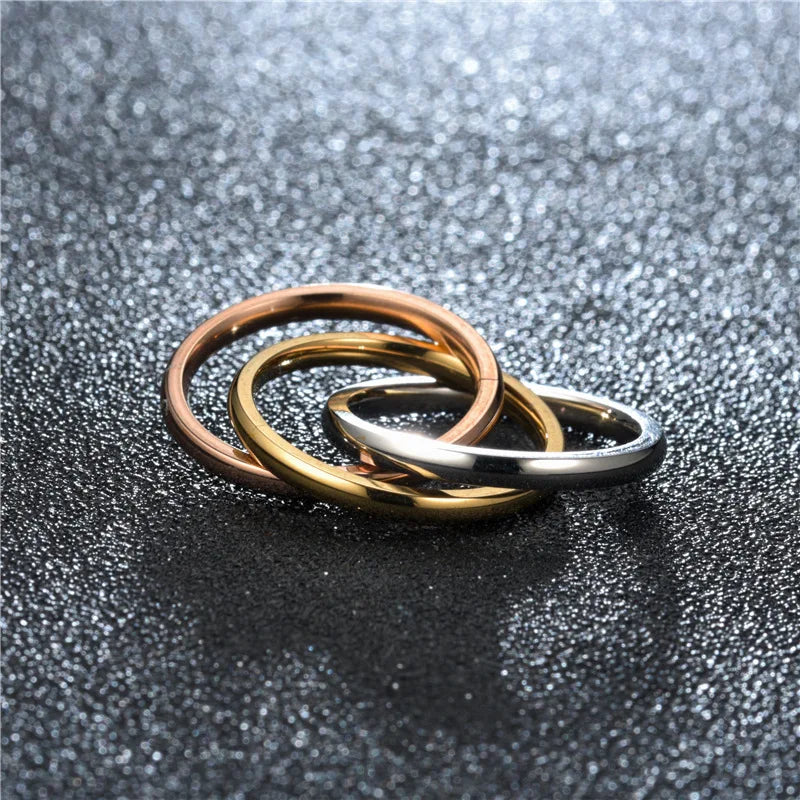 Classical Triple Ring Interlocked Rings Wedding Jewelry Accessories Fashion Three In One Sets Stainless Steel Rings Women Gift