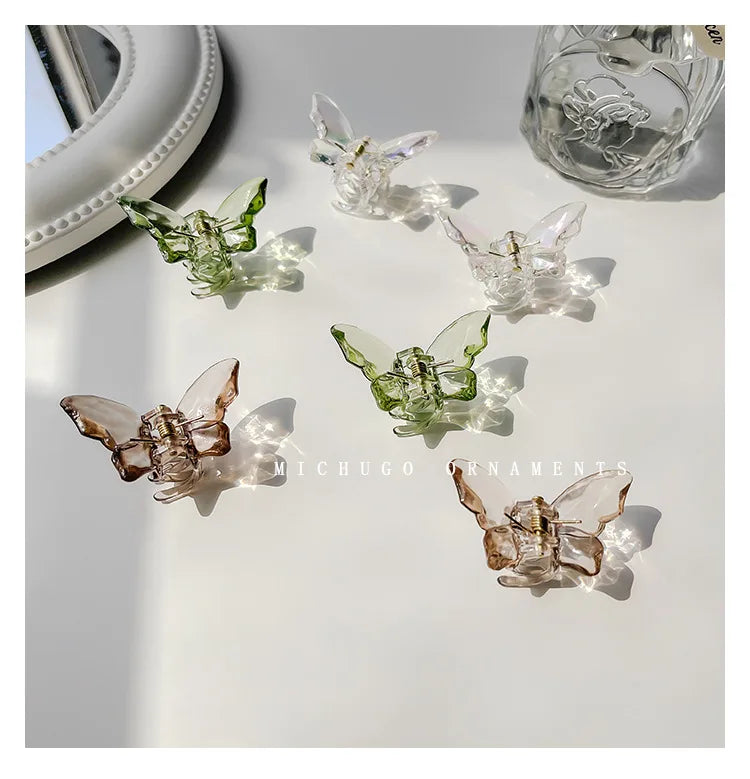 Crystal Butterfly Mermaid Hair Claw Girls Back Head Clamp Clip Transparent Large Hair Clips Hairpins Headdress Hair Accessories