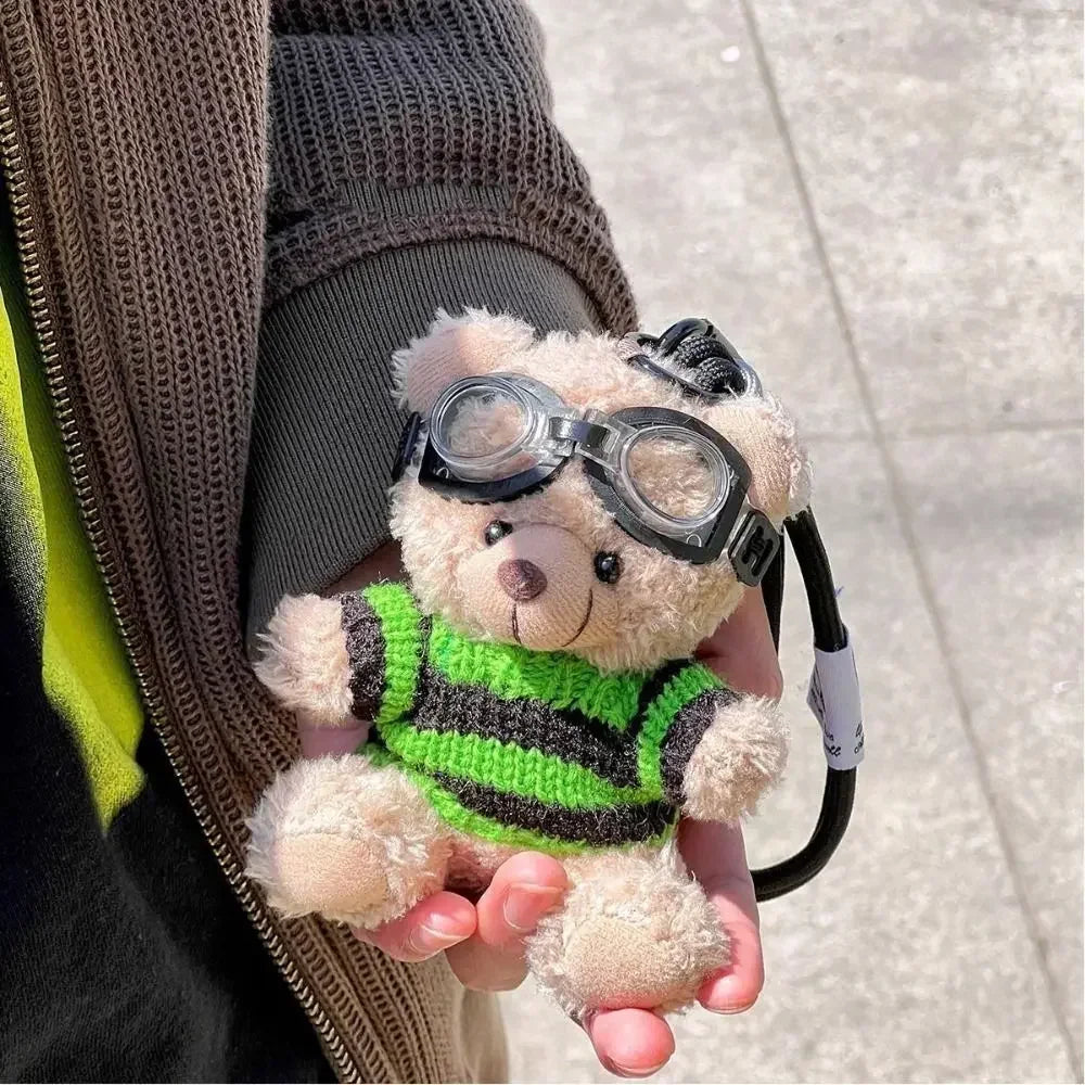 Creative Small Bear Keychain Plush Brown Cute Bear With Clothes Cartoon Panda Doll Key Chains Bag Pendant Couple Keyrings Gifts