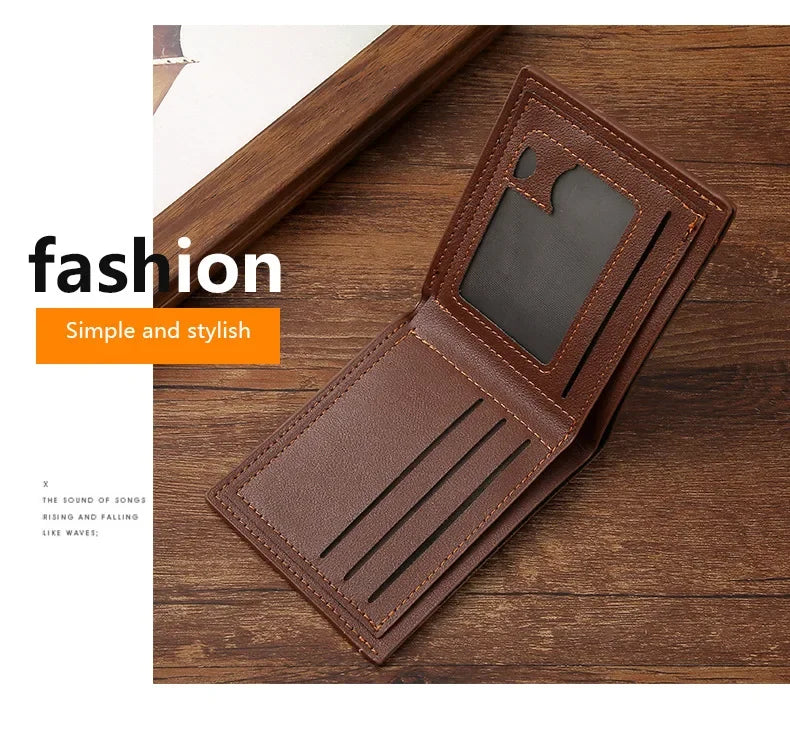 Men Foldable Wallets Picture Coin Slim Purses Business Money Credit ID Cards Holders Vintage Business Practical Men Wallets