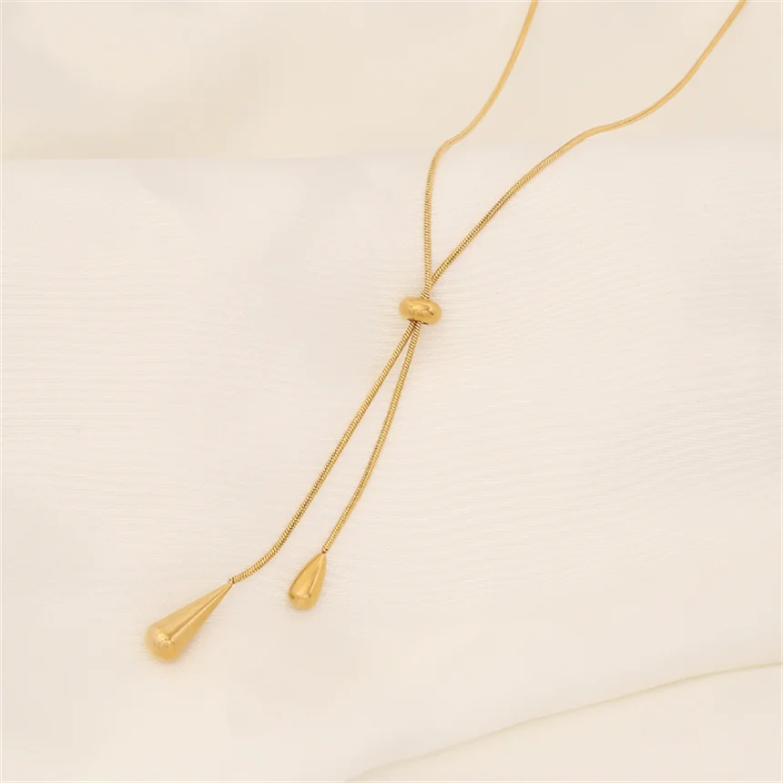 Elegant Gold Stick Jewelry Sets for Women Pendant Necklace Drop Earring Simlpe Adjustable Geometry Wedding Jewelry