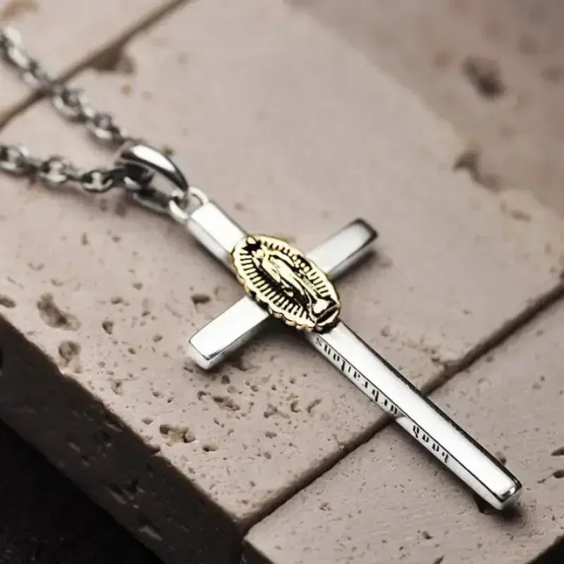 Christian Iced Out Bling Jesus Head Portrait Necklace Pendant Male and Female Cross Catholic Amulet Jewelry