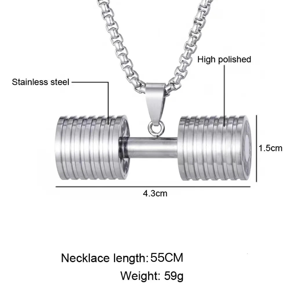 Fashion Barbell Dumbbell Pendant Men\\\'s Gym Weightlifting Necklace Women\\\'s Fitness Bodybuilding Sports Jewelry