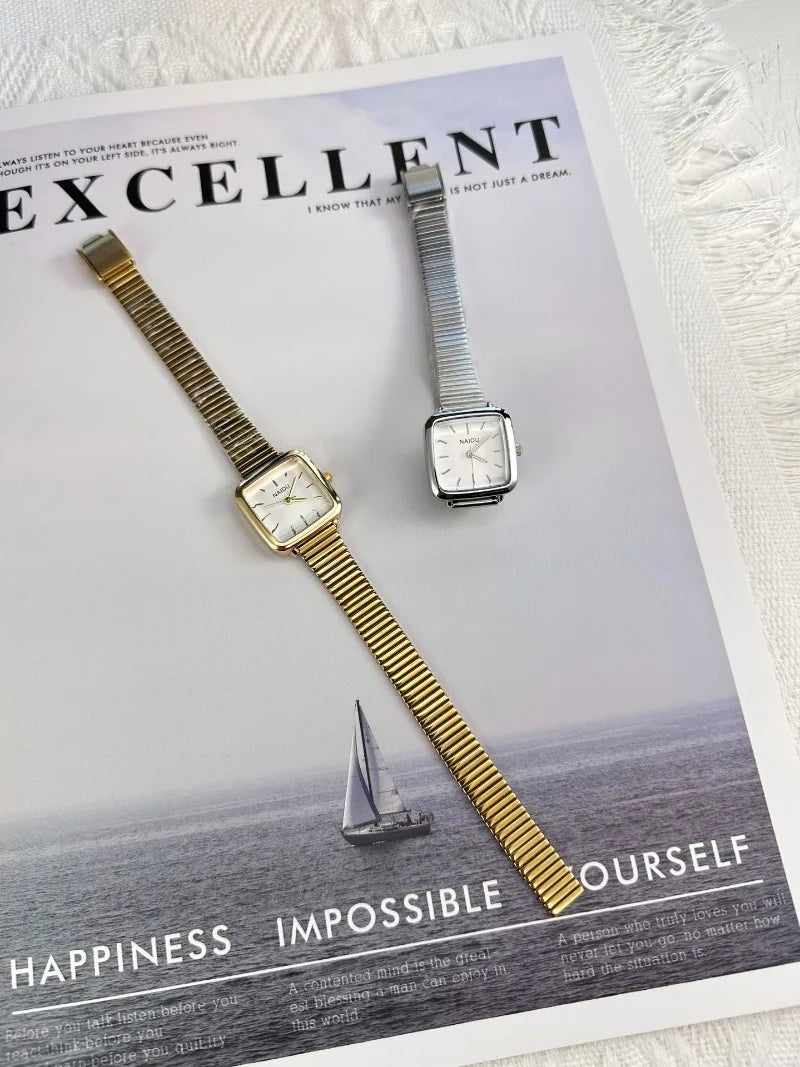 Retro Steel Strap Watch for Women Luxury Gift Square Quartz Watch Students Casual Ladies Wristwatch Dropshipping Reloj Mujer