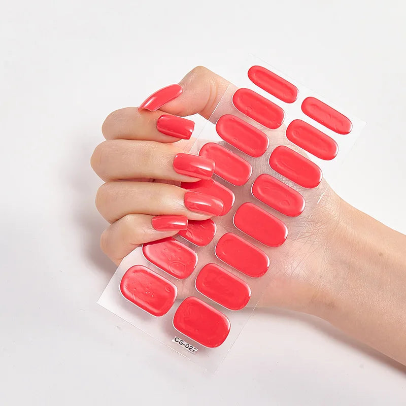 Baking Free Nail Stickers Wholesale Gradient glitter Nail Stickers Simple Waterproof Nail Sticker Full Color Solid Color Sticker