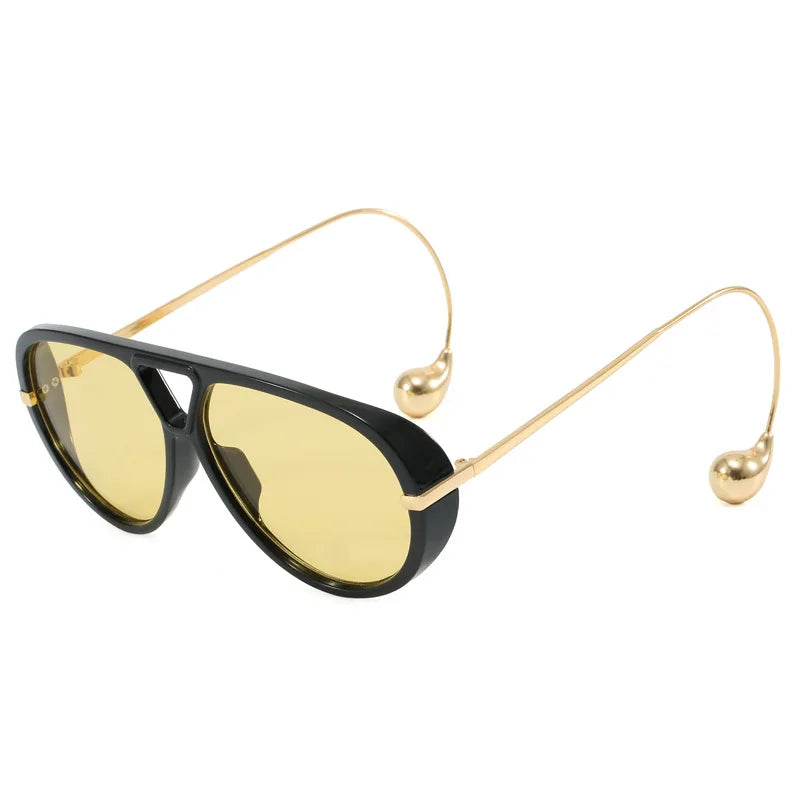 2025 New Oversized Pilot Oval Punk Sunglasses for Women Luxury Vintage Double Beam Sun Glasses Lady Mens Outdoor Eyewear UV400