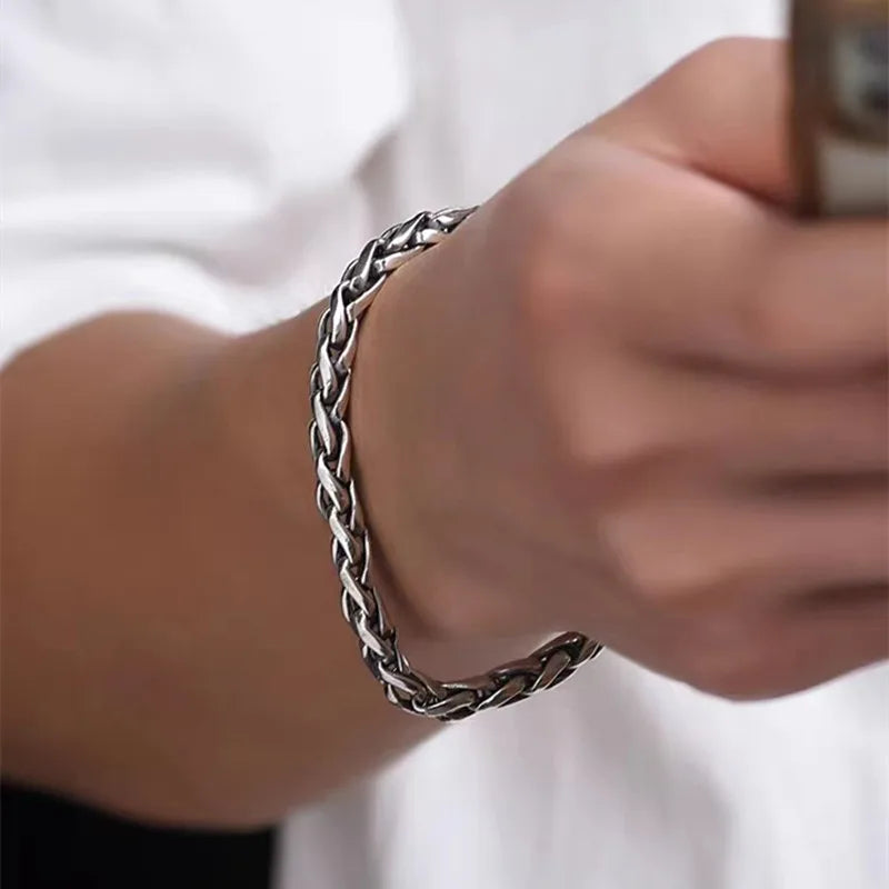 Classic Fashion Keel Bracelet Fish Hook Clasp Mens High Quality Silver Plated Bracelet Maletrend Party Jewelry