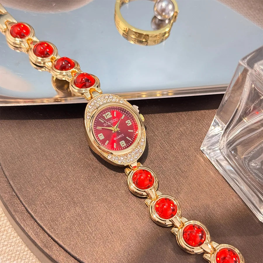 Luxury Bracelet Women Watches New Ladies Yuanbao Shaped Rhinestone Inlaid Women's Quartz Wristwatch Fashion Watches Dropshipping