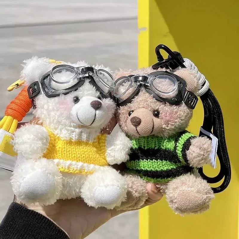 Creative Small Bear Keychain Plush Brown Cute Bear With Clothes Cartoon Panda Doll Key Chains Bag Pendant Couple Keyrings Gifts