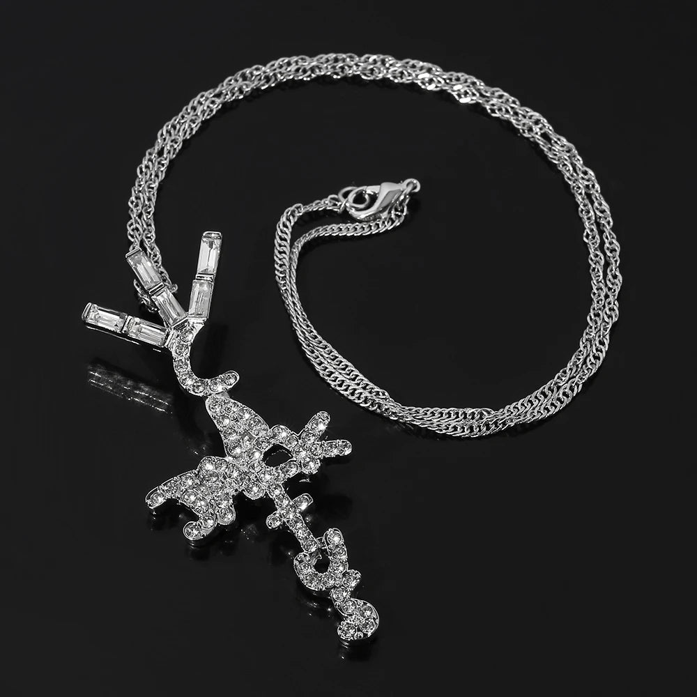 Scott Product Brand Cactus Jack Shape Pendant Necklace Ice Crystal Cubic Zirconia Pendant Hip Hop Jewelry Gift