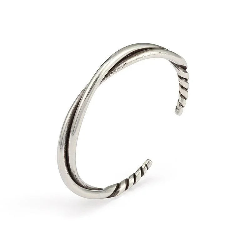 Simple Silver Color Twist Metal Cuff Bracelet Charm Men\\'s Fashion Casual Party Jewelry Biker Accessories Wholesale