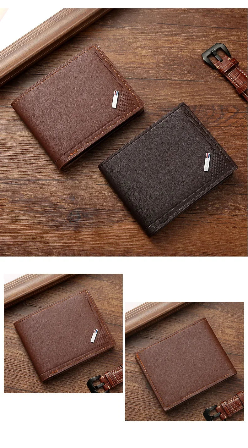 Men Foldable Wallets Picture Coin Slim Purses Business Money Credit ID Cards Holders Vintage Business Practical Men Wallets