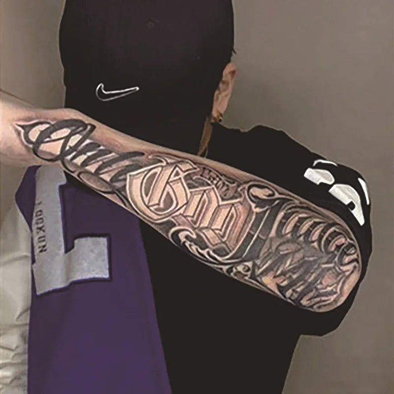 Long Lasting Temporary Tattoo Stickers Men Arm Sleeve Body Painting Juice Ink Fake Tattoo For Male Adult Semi Permanent Tattoos