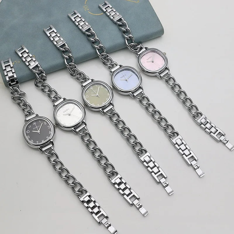 Brand Oval Dial Quartz Watch Korean Version Simple and Fashion Women's Bracelet Wristwatch Luxury Gift Small Green Watches