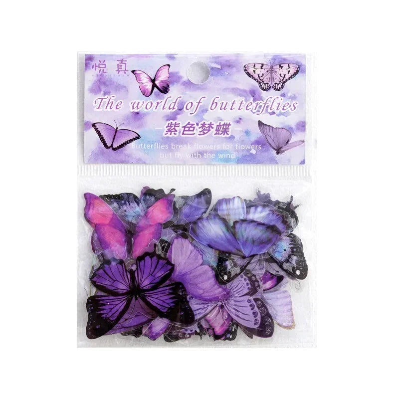 40pcs/pack Butterfly Series Stickers Art Collage Junk Journal DIY Scrapbooking PET Waterproof Craft Aesthetics Stickers