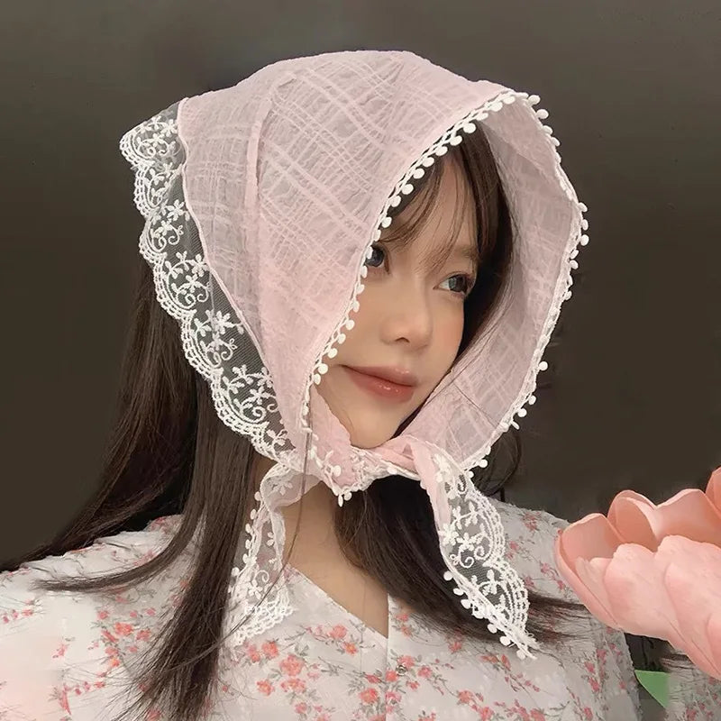 Lace Triangular Hair Scarf Headband Square Headscarf Hairband Turban Bandage Bandana Headband Women Headwarp Hair Accessories