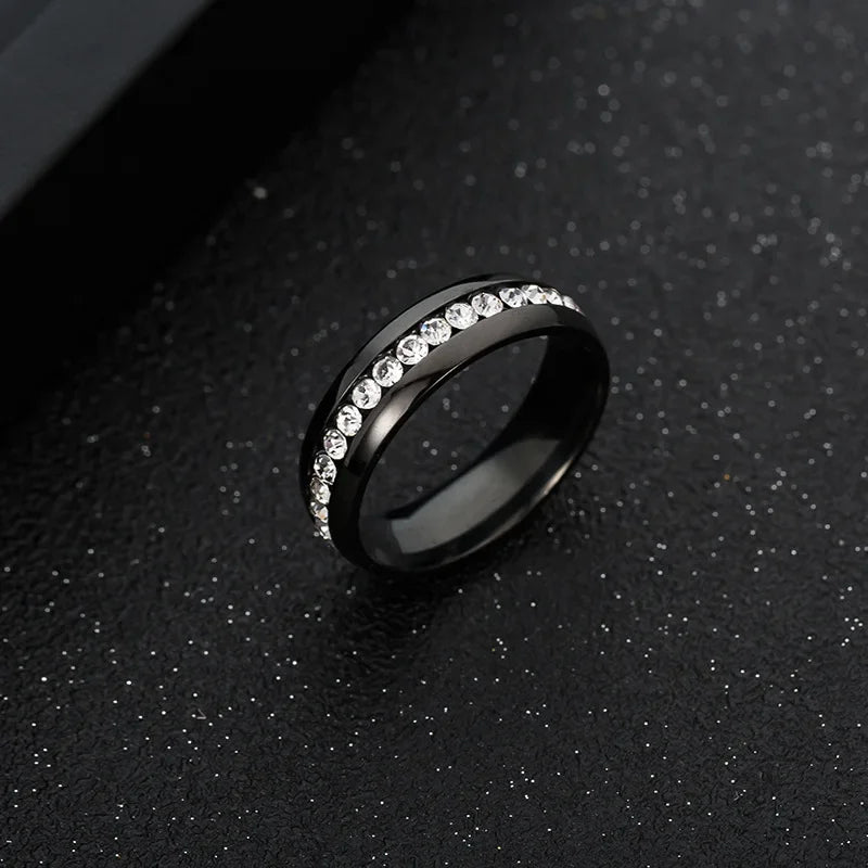 Stainless Steel Ring Crystal Rings For Women Circle CZ Fashion Engagement Jewelry Gifts Wholesale