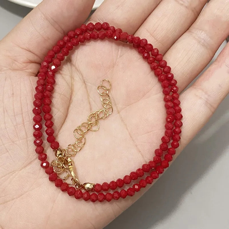 Trendy 3mm  Black Clear Beads Chain Short Choker Necklace Female Jewelry Women Sweet Necklaces Bijoux Femme Ladies Party Gift