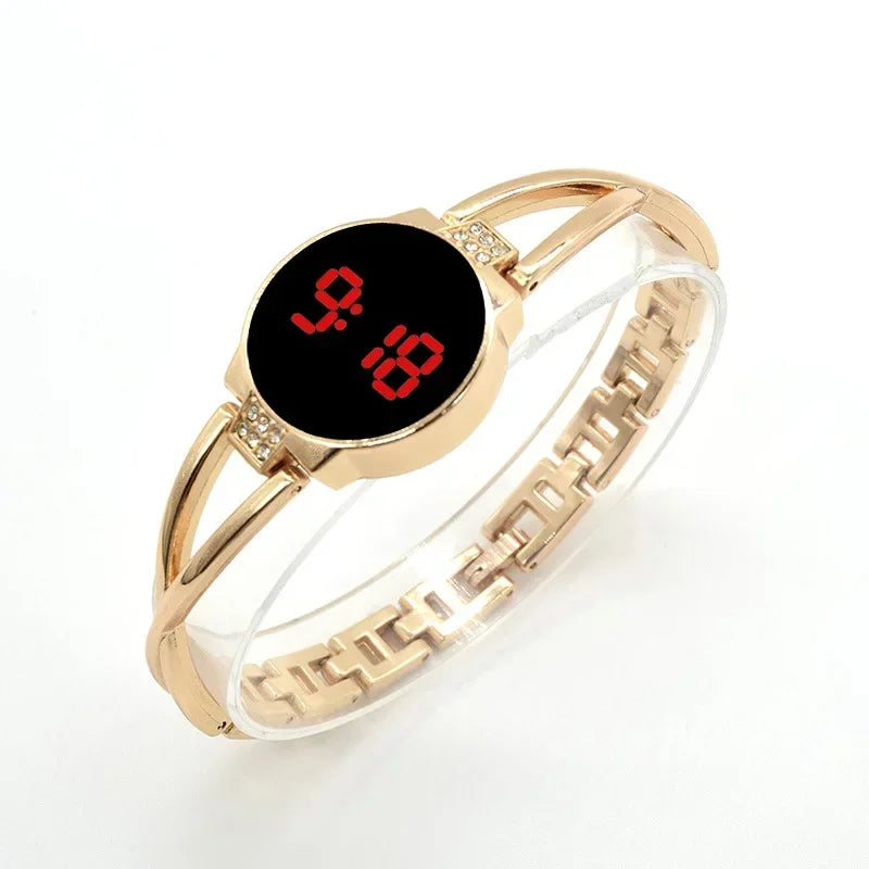 LED Fashion Watch for Women Bracelet Touch Screen Ladies Time Steel Band Electronic Student Ladies Simple Style Watches