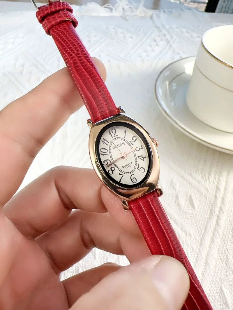 Fashion Oval Dial Women Watches Luxury Leather Strap Retro Ladies Quartz Watch Dropshipping Reloj De Mujer 시계 여성