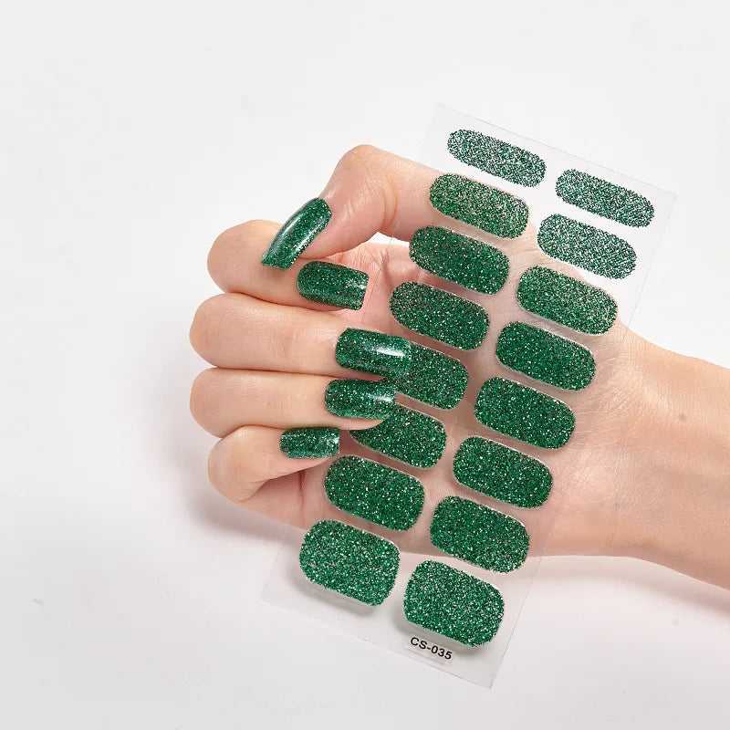 Baking Free Nail Stickers Wholesale Gradient glitter Nail Stickers Simple Waterproof Nail Sticker Full Color Solid Color Sticker
