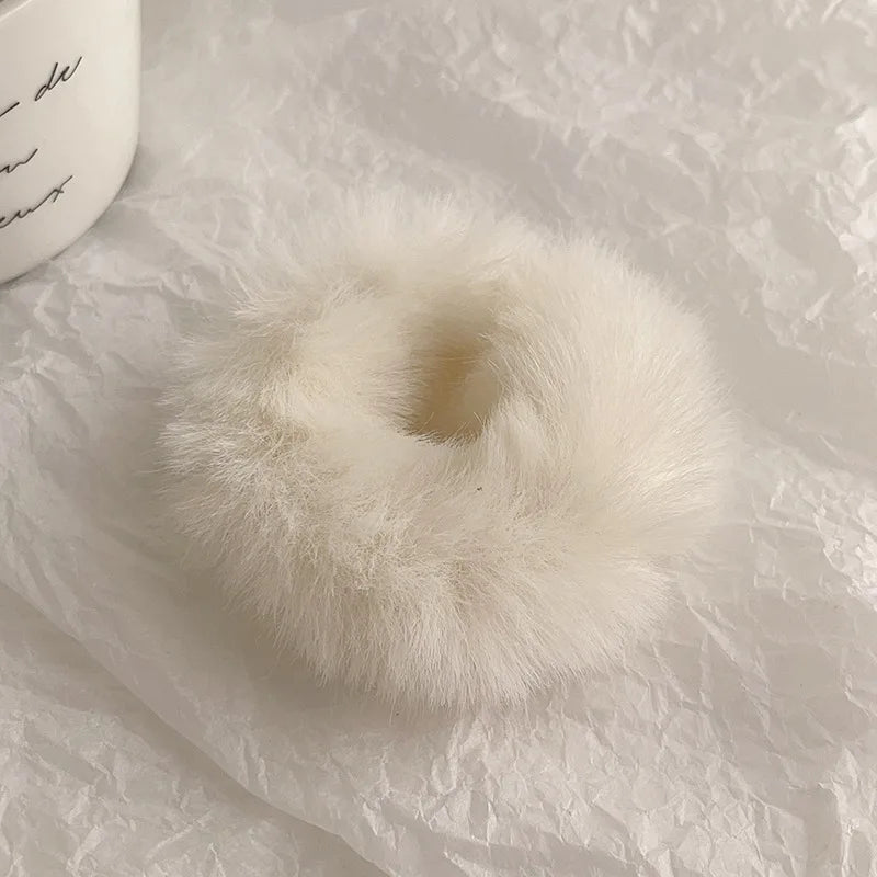 Autumn and Winter Plush Patch Bear Towel Ring Hair Tie Korean Style Hair Accessories Headband Thick High Elastic Hair Rope