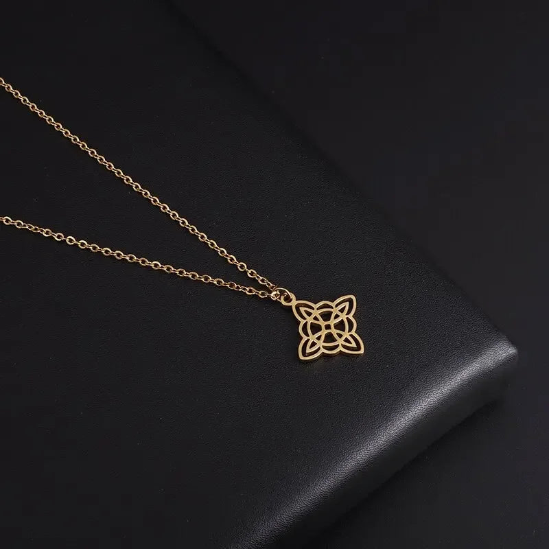 Stainless Steel Witch Knot Adjustable Ring Fashion Women Girls Good Luck Casual Party Jewelry Gift