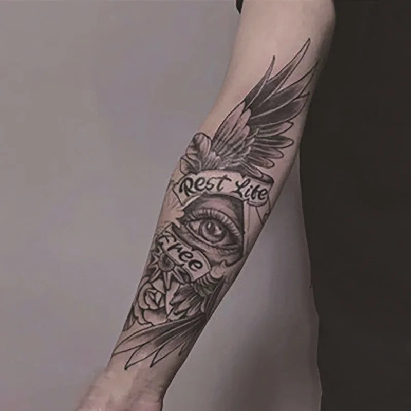 Long Lasting Temporary Tattoo Stickers Men Arm Sleeve Body Painting Juice Ink Fake Tattoo For Male Adult Semi Permanent Tattoos