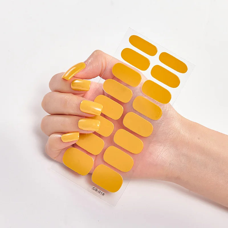 Baking Free Nail Stickers Wholesale Gradient glitter Nail Stickers Simple Waterproof Nail Sticker Full Color Solid Color Sticker