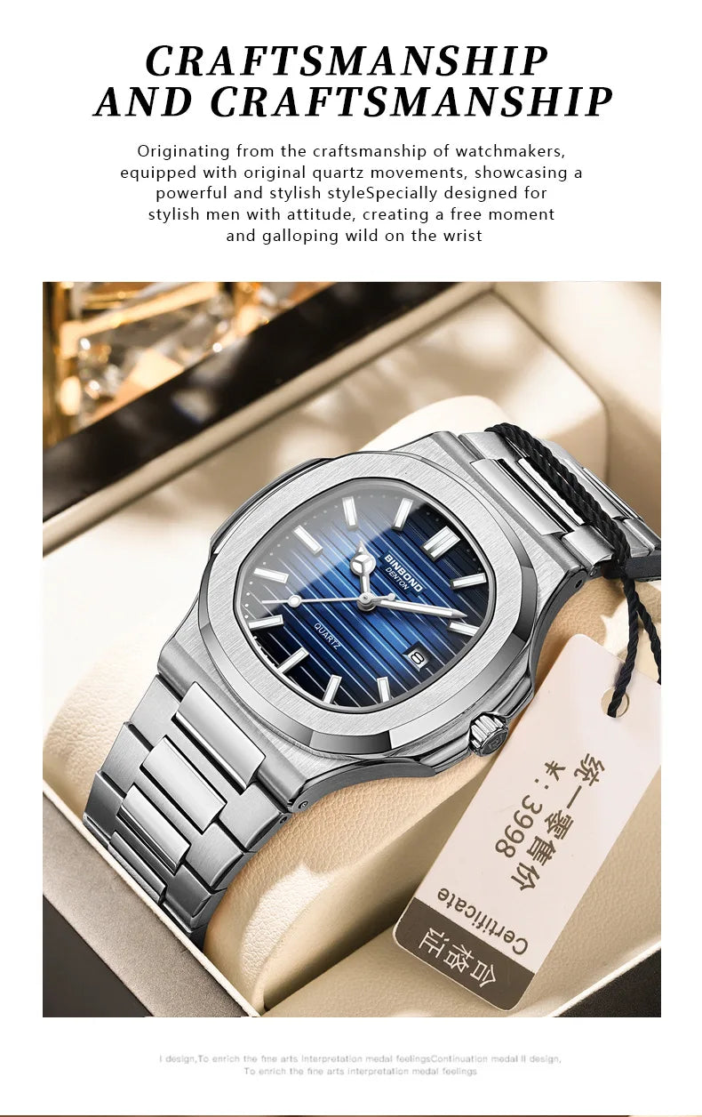 UTHAI CQ249 Luxury men's quartz Watch waterproof ultra-thin watch stainless steel Man watch clock sport Relo watches for man