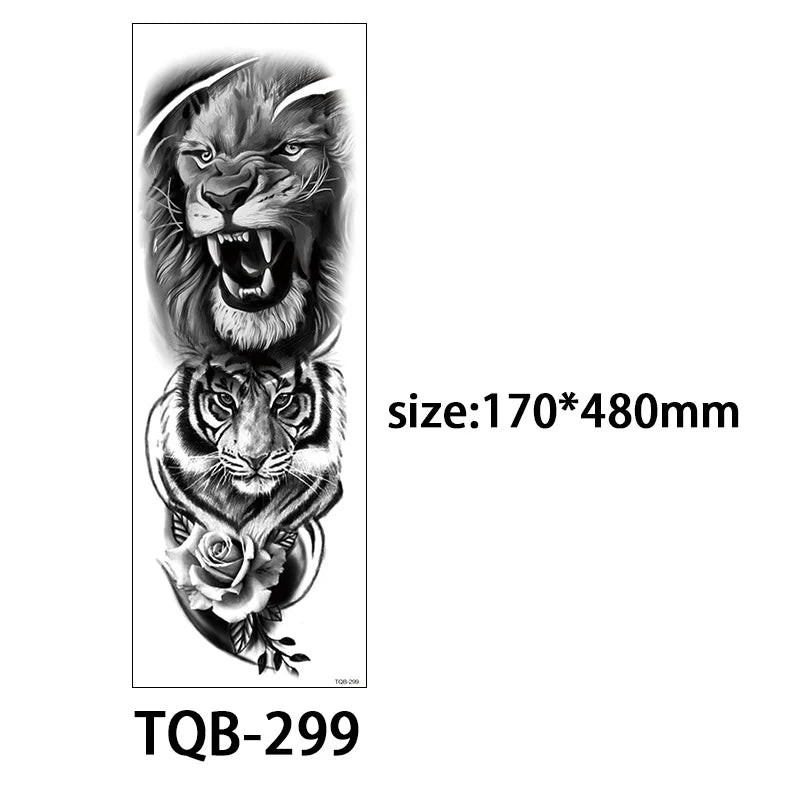 Waterproof Temporary Tattoo Sticker Large Size Tattoo for Men Sleeve Clock Fake Tattoo for Women Girl Full Arm Tattoo Fake