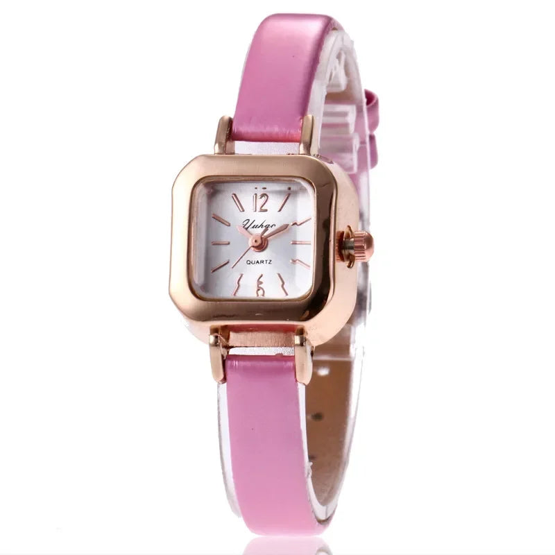 Simple Classic Women Small Square Dial Watch Vintage Elegant Female Quartz Wristwatches Leather Strap Casual Watches Reloj Mujer