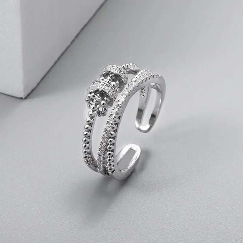 To My Daughter Fidget Ring Anxiety Meditation Ring Women Girls Swivel Bead Stress Relief Adjustable Ring Fashion Fidget Jewelry
