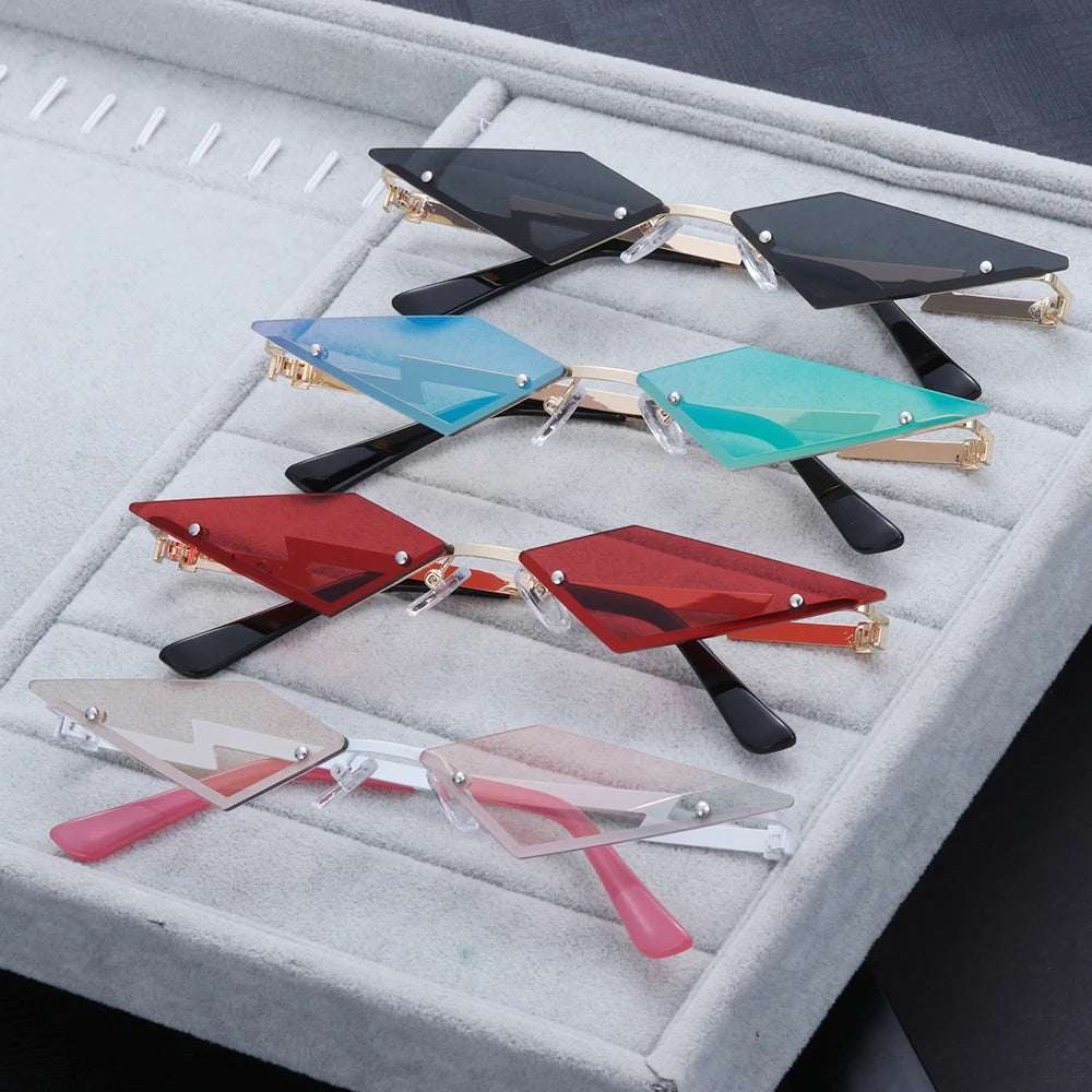 Luxury Fashion Narrow Sunglasses Irregular Diamond Cutting Sunglasses Personality Street Shoot Sun Glasses Female Eyewear UV400