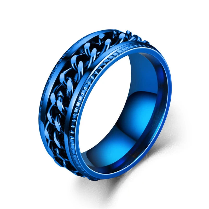 Titanium Steel Rotatable Chain Rings for Men Women Spinner Ring Anti Stress Multifunctional Rings Bottle Opener Ring Club Gift