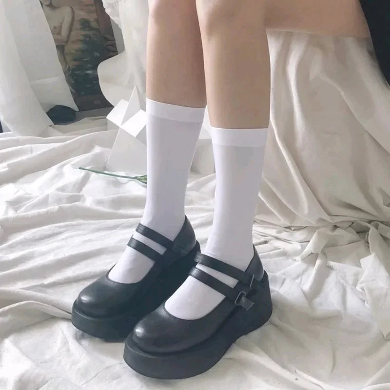 Fashion Black White Soild Color Long Socks Women Over Knee Thigh High Over The Knee Stockings Lolita Ladies Girls Warm Knee Sock