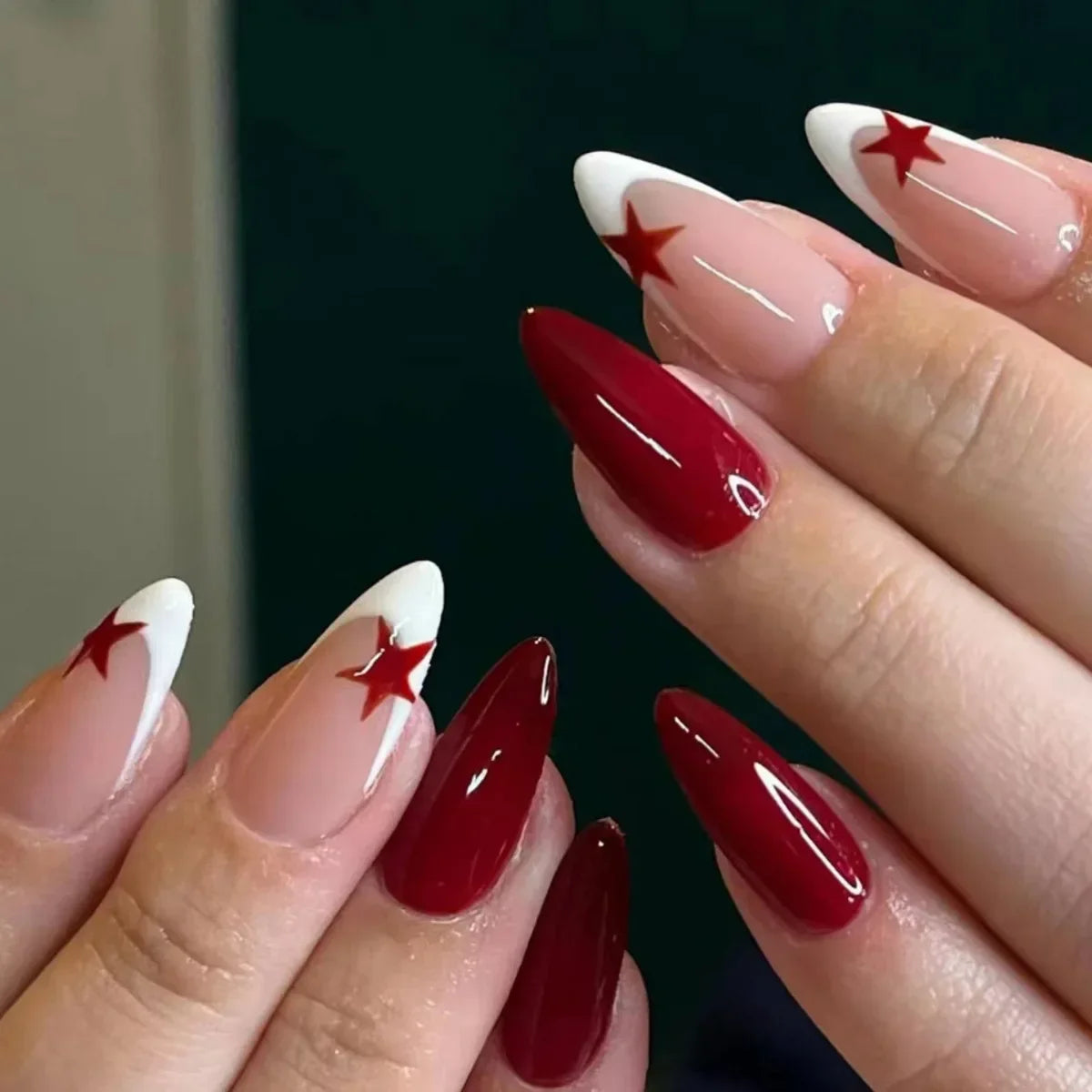24pcs detachable sweet cool ballet false nails with star y2k designs acrylic press on nails coffin almond fake nails with glue
